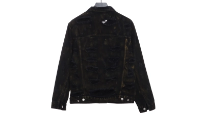 Balenciaga mud-dyed full print ripped denim jacket 02