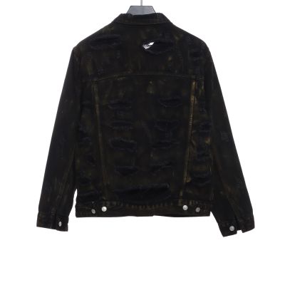  Balenciage mud-dyed full print ripped denim jacket 02