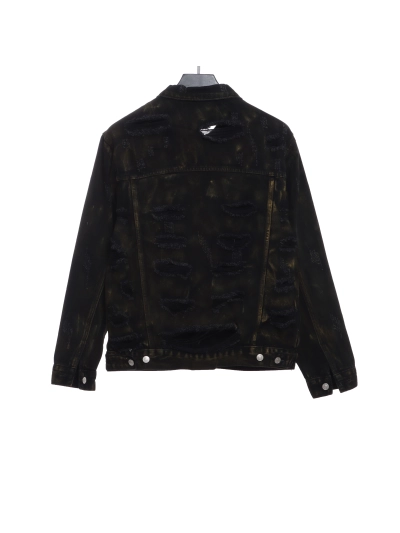 Balenciaga mud-dyed full print ripped denim jacket 02