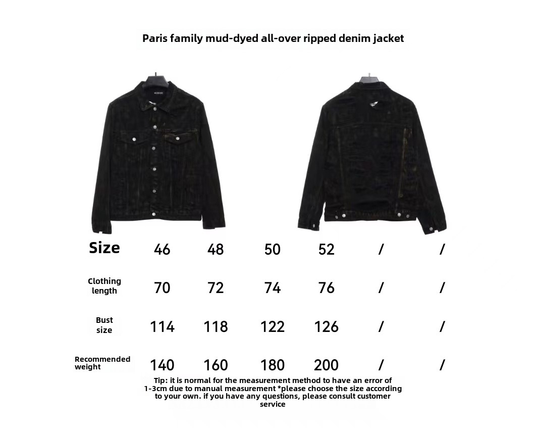 Balenciage mud-dyed full print ripped denim jacket