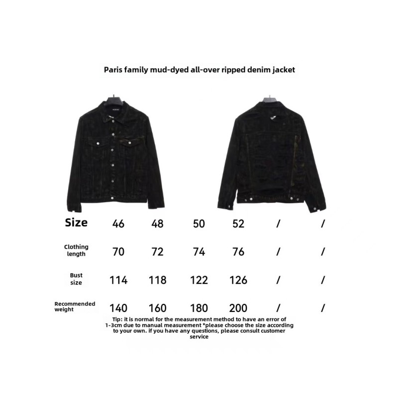  Balenciage mud-dyed full print ripped denim jacket
