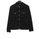  Balenciage mud-dyed full print ripped denim jacket