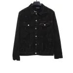 Balenciaga mud-dyed full print ripped denim jacket