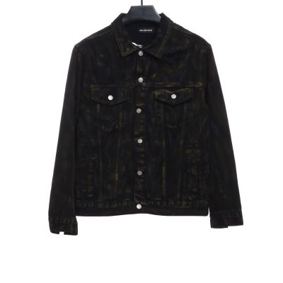  Balenciage mud-dyed full print ripped denim jacket 01