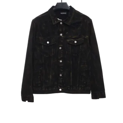 Balenciaga mud-dyed full print ripped denim jacket 01