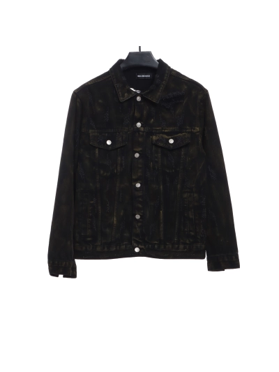 Balenciaga mud-dyed full print ripped denim jacket 01