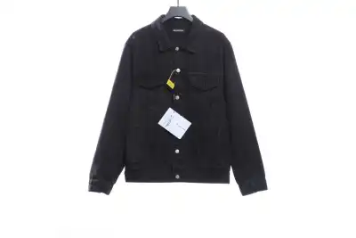 Balenciaga tape washed distressed denim jacket black 01
