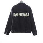 Balenciage tape washed distressed denim jacket black