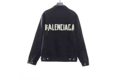 Balenciaga tape washed distressed denim jacket black 02