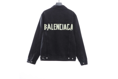 Balenciaga tape washed distressed denim jacket black 02