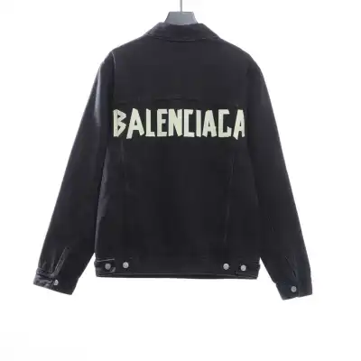 Balenciaga tape washed distressed denim jacket black 02