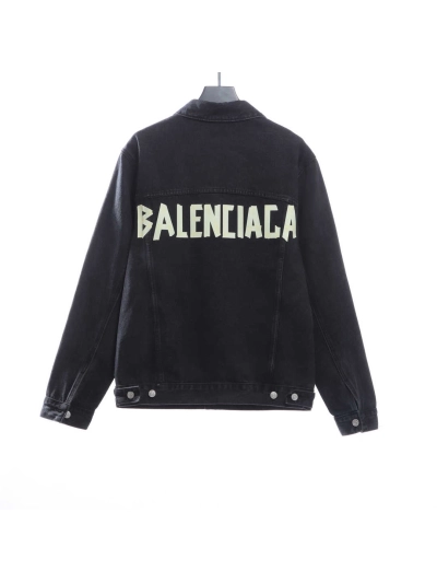 Balenciaga tape washed distressed denim jacket black 02