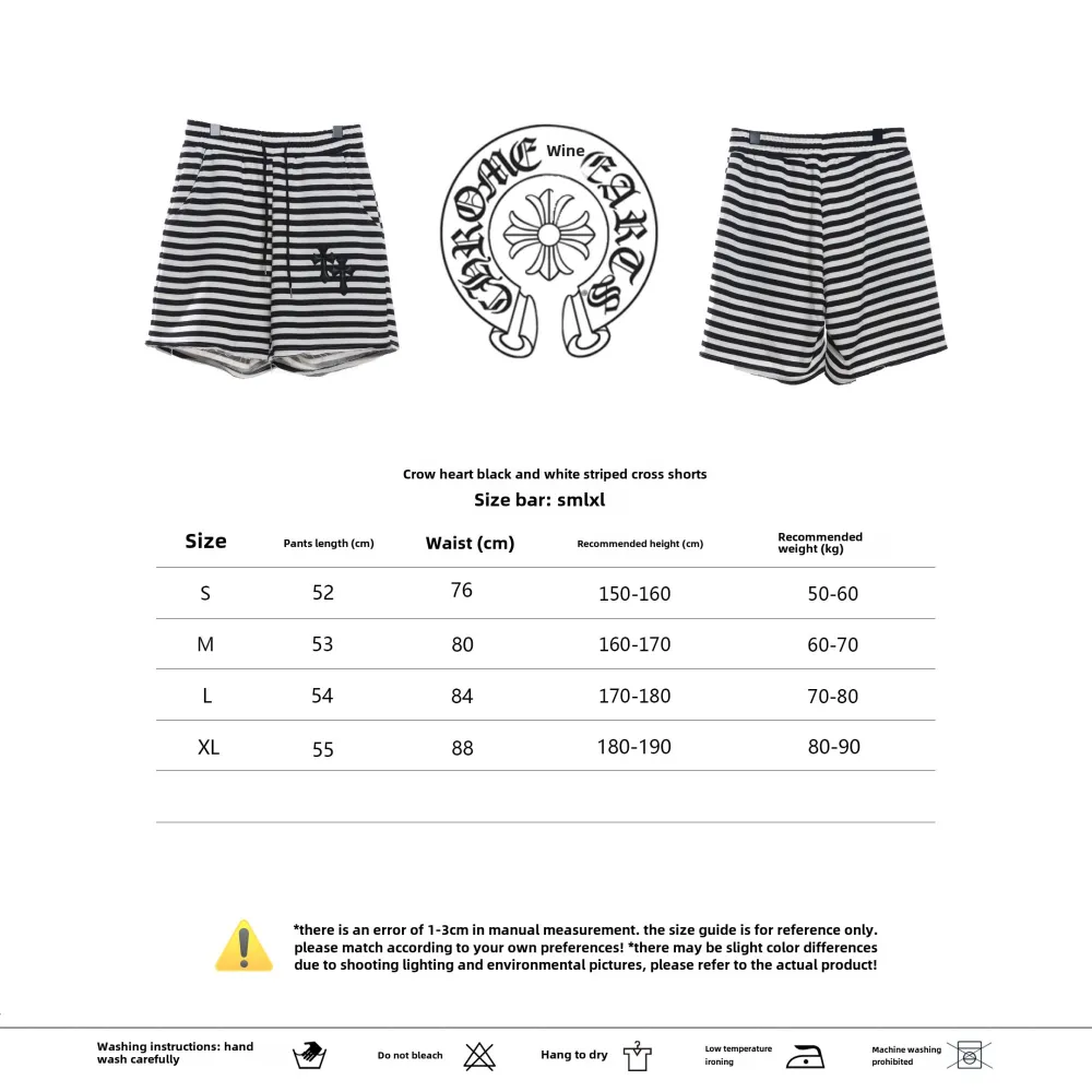  Chrome Hearts black and white striped cross Short Pants