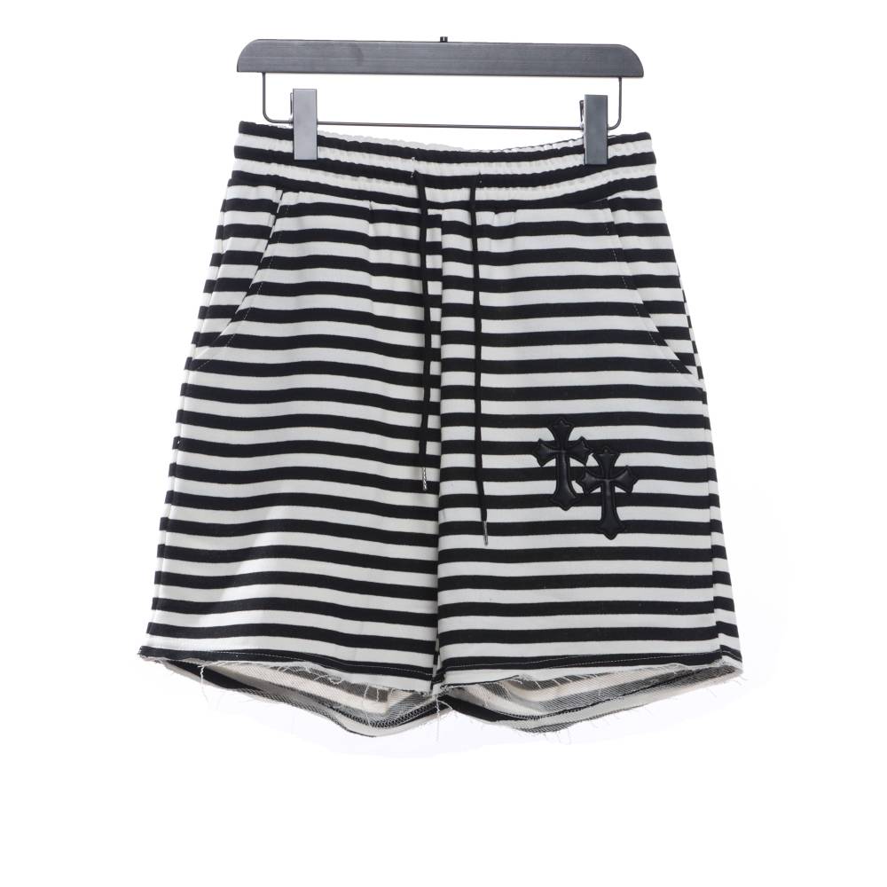 Chrome Hearts black and white striped cross Short Pants