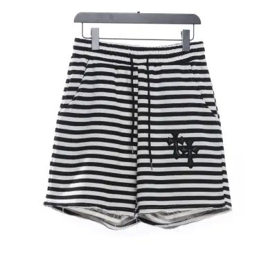  Chrome Hearts black and white striped cross Short Pants 01