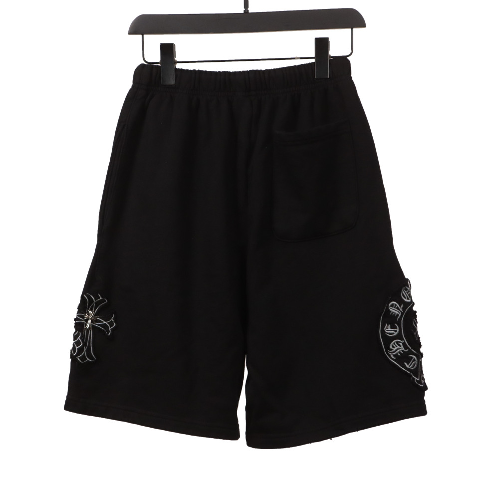 Chrome Hearts distressed patch horseshoe cross Short Pants black