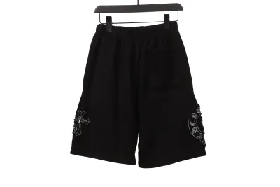 Chrome Hearts distressed patch horseshoe cross Short Pants black 02