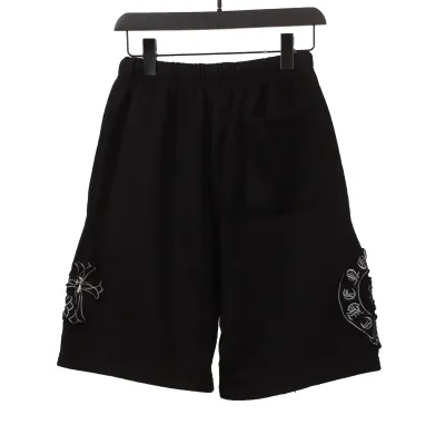 Chrome Hearts distressed patch horseshoe cross Short Pants black 02