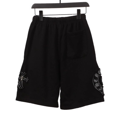 Chrome Hearts distressed patch horseshoe cross Short Pants black 02