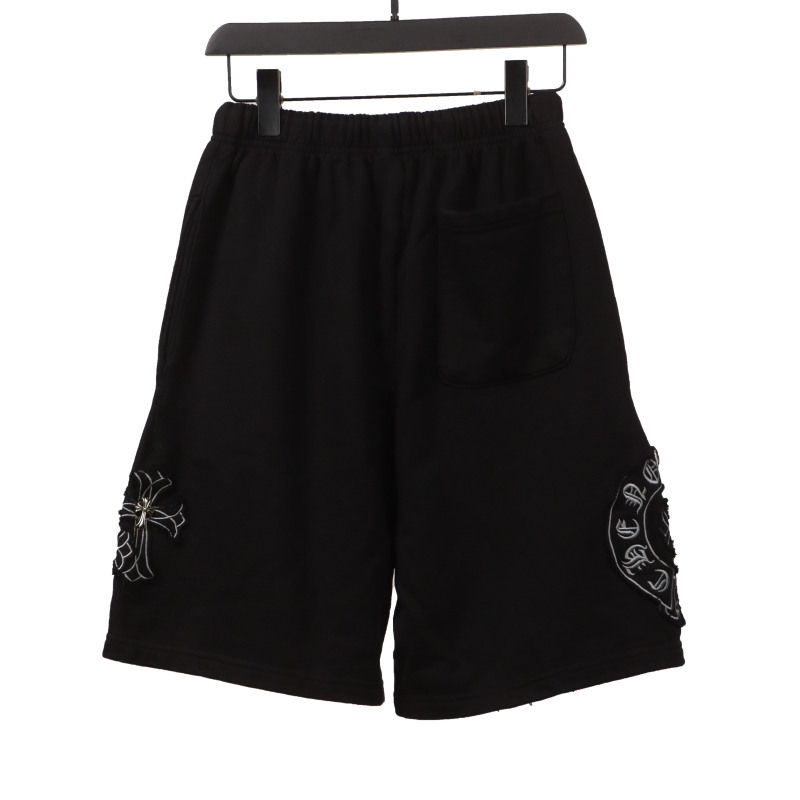 Chrome Hearts distressed patch horseshoe cross Short Pants black