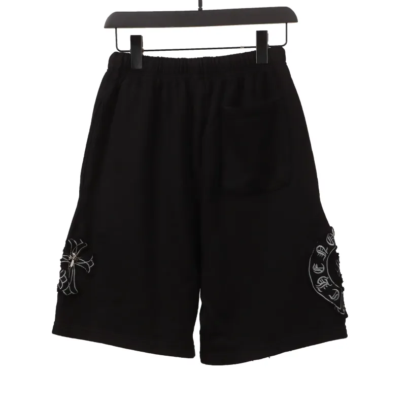  Chrome Hearts distressed patch horseshoe cross Short Pants black