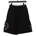  Chrome Hearts distressed patch horseshoe cross Short Pants black