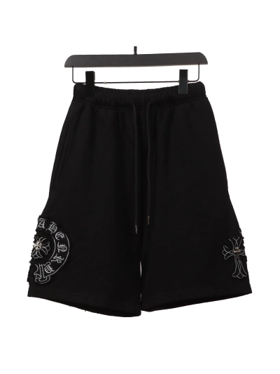 Chrome Hearts distressed patch horseshoe cross Short Pants black 01