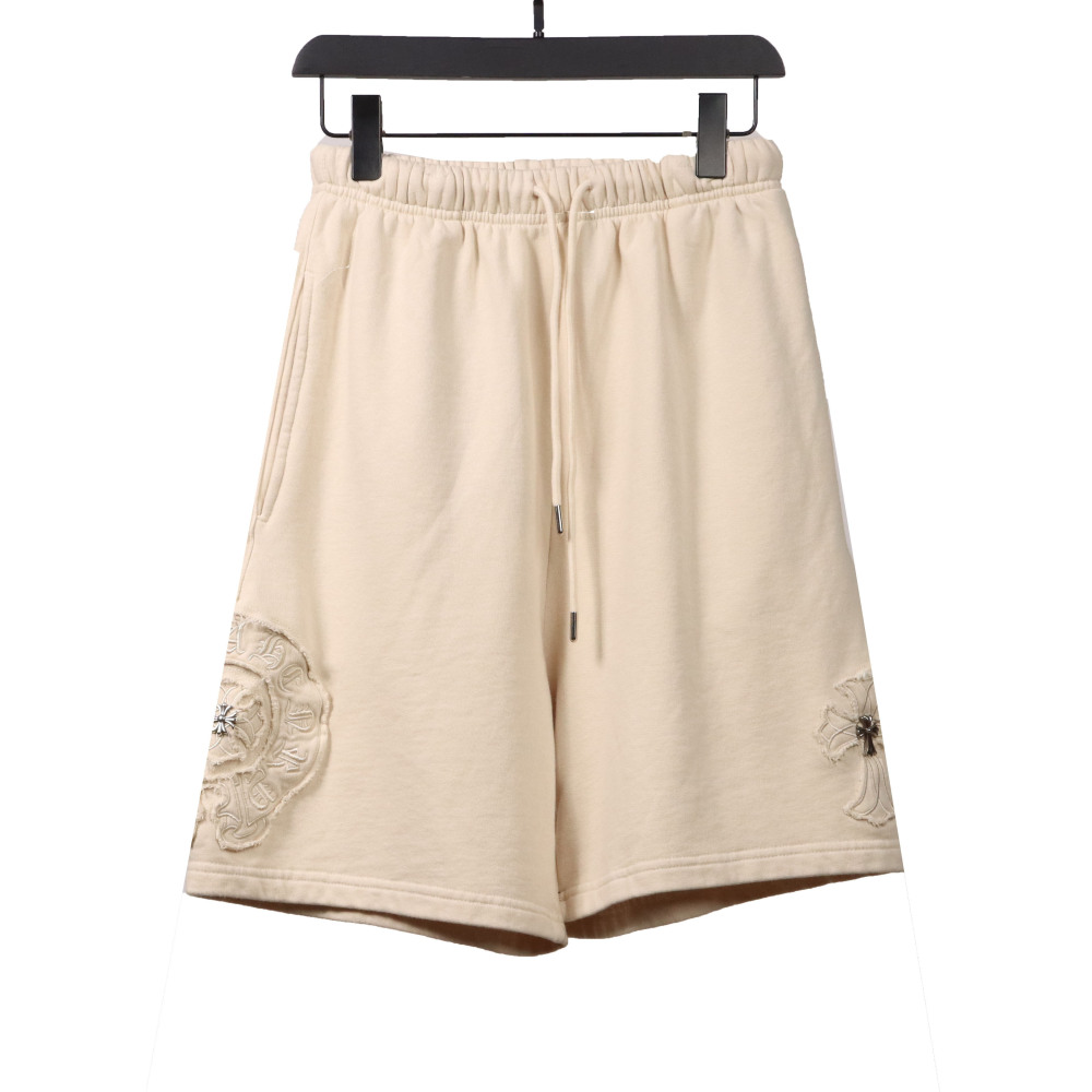 Chrome Hearts distressed patch horseshoe cross Short Pants white
