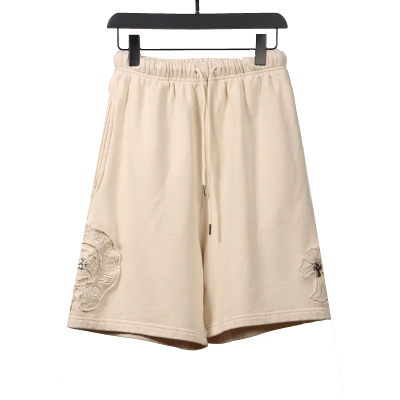  Chrome Hearts distressed patch horseshoe cross Short Pants white