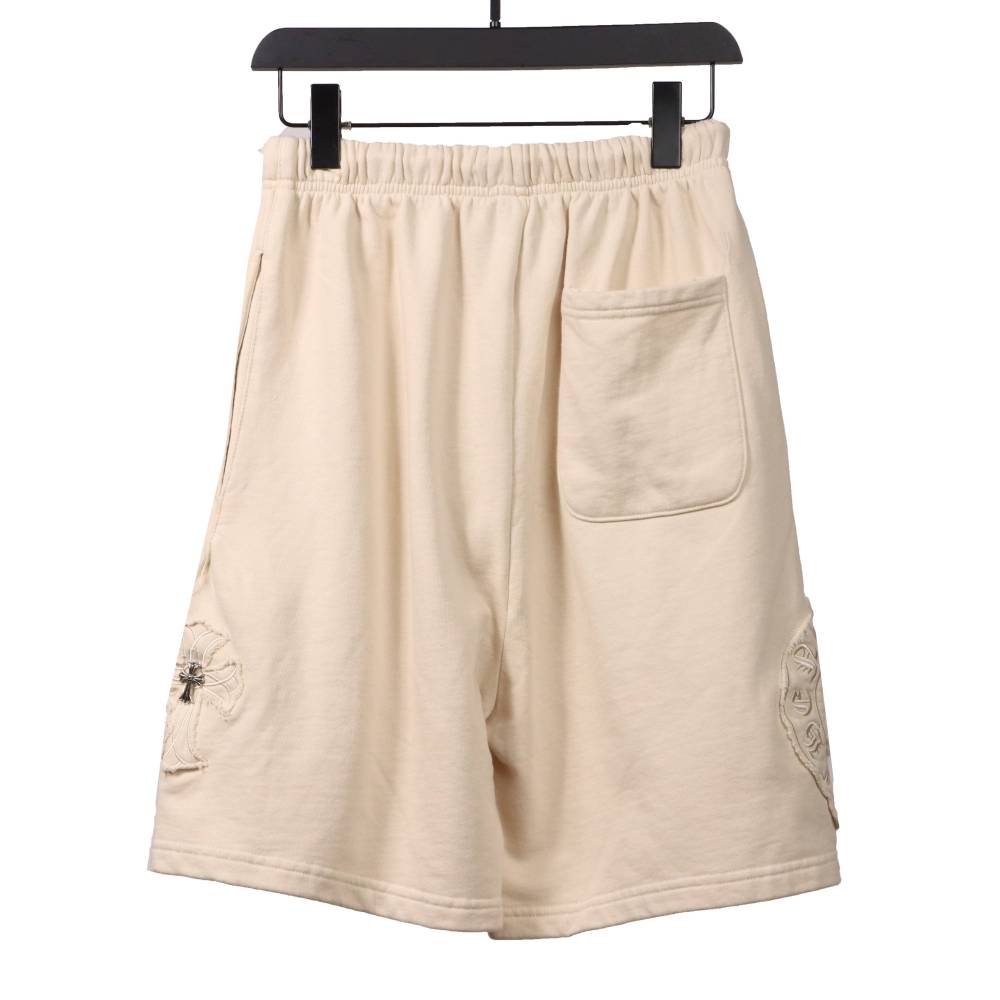 Chrome Hearts distressed patch horseshoe cross Short Pants white