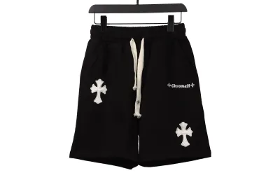 Chrome Hearts embroidered Sanskrit cross terry Short Pants black 01