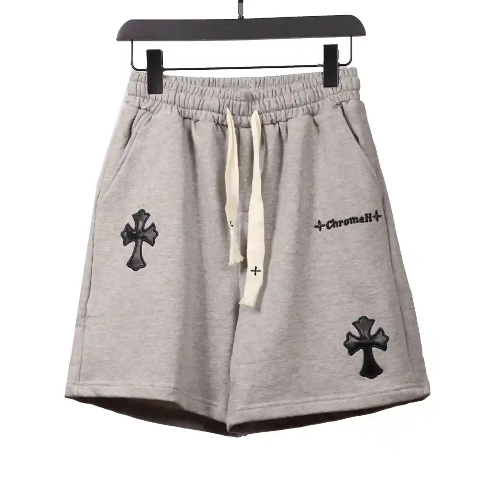  Chrome Hearts embroidered Sanskrit cross terry Short Pants gray