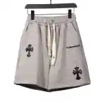  Chrome Hearts embroidered Sanskrit cross terry Short Pants gray