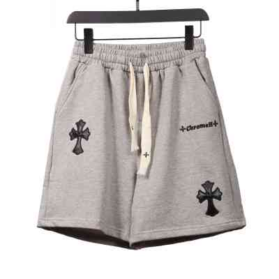  Chrome Hearts embroidered Sanskrit cross terry Short Pants gray 01