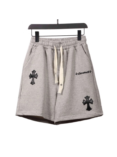 Chrome Hearts embroidered Sanskrit cross terry Short Pants gray 01