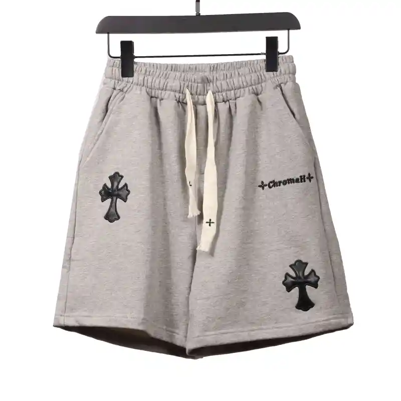  Chrome Hearts embroidered Sanskrit cross terry Short Pants gray