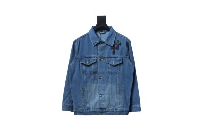 Chrome Hearts gradient washed full back leather cross denim jacket 01