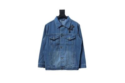 Chrome Hearts gradient washed full back leather cross denim jacket 01