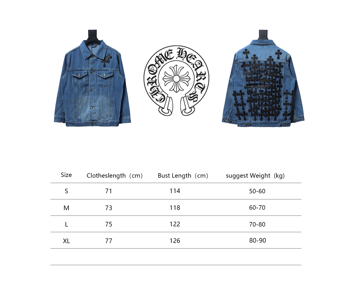 Chrome Hearts gradient washed full back leather cross denim jacket