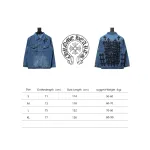  Chrome Hearts gradient washed full back leather cross denim jacket