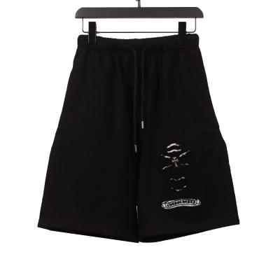 Chrome Hearts horseshoe distressed Sanskrit Short Pants black 01