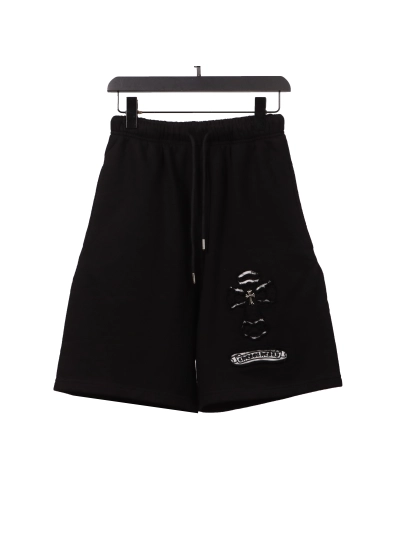 Chrome Hearts horseshoe distressed Sanskrit Short Pants black 01