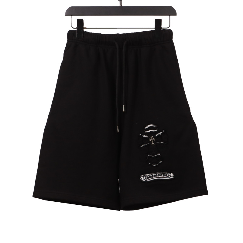  Chrome Hearts horseshoe distressed Sanskrit Short Pants black
