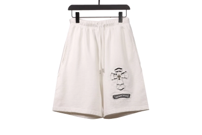 Chrome Hearts horseshoe distressed Sanskrit Short Pants white 01