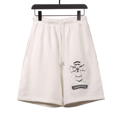  Chrome Hearts horseshoe distressed Sanskrit Short Pants white 01