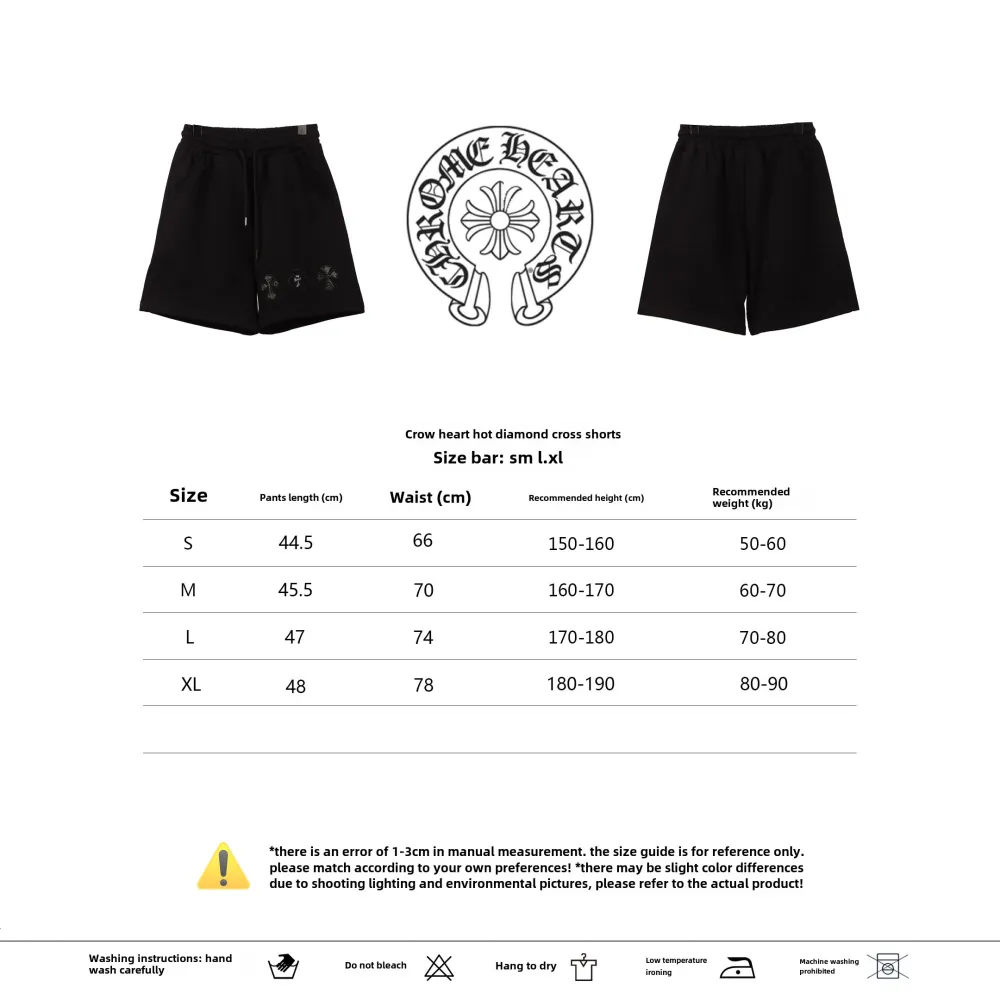  Chrome Hearts hot diamond cross Short Pants blackB