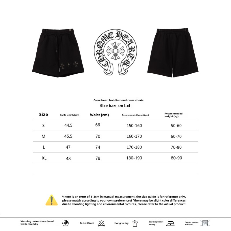 Chrome Hearts hot diamond cross Short Pants blackB