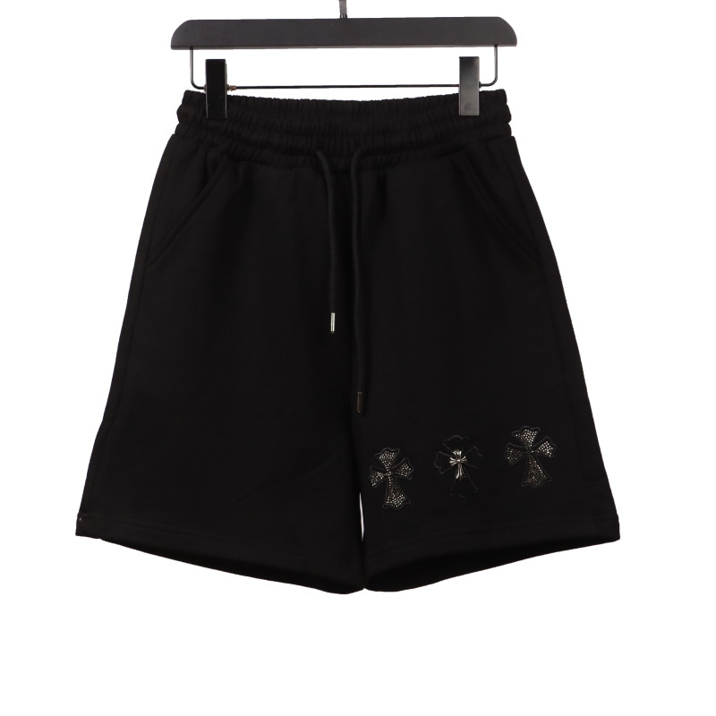 Chrome Hearts hot diamond cross Short Pants blackB