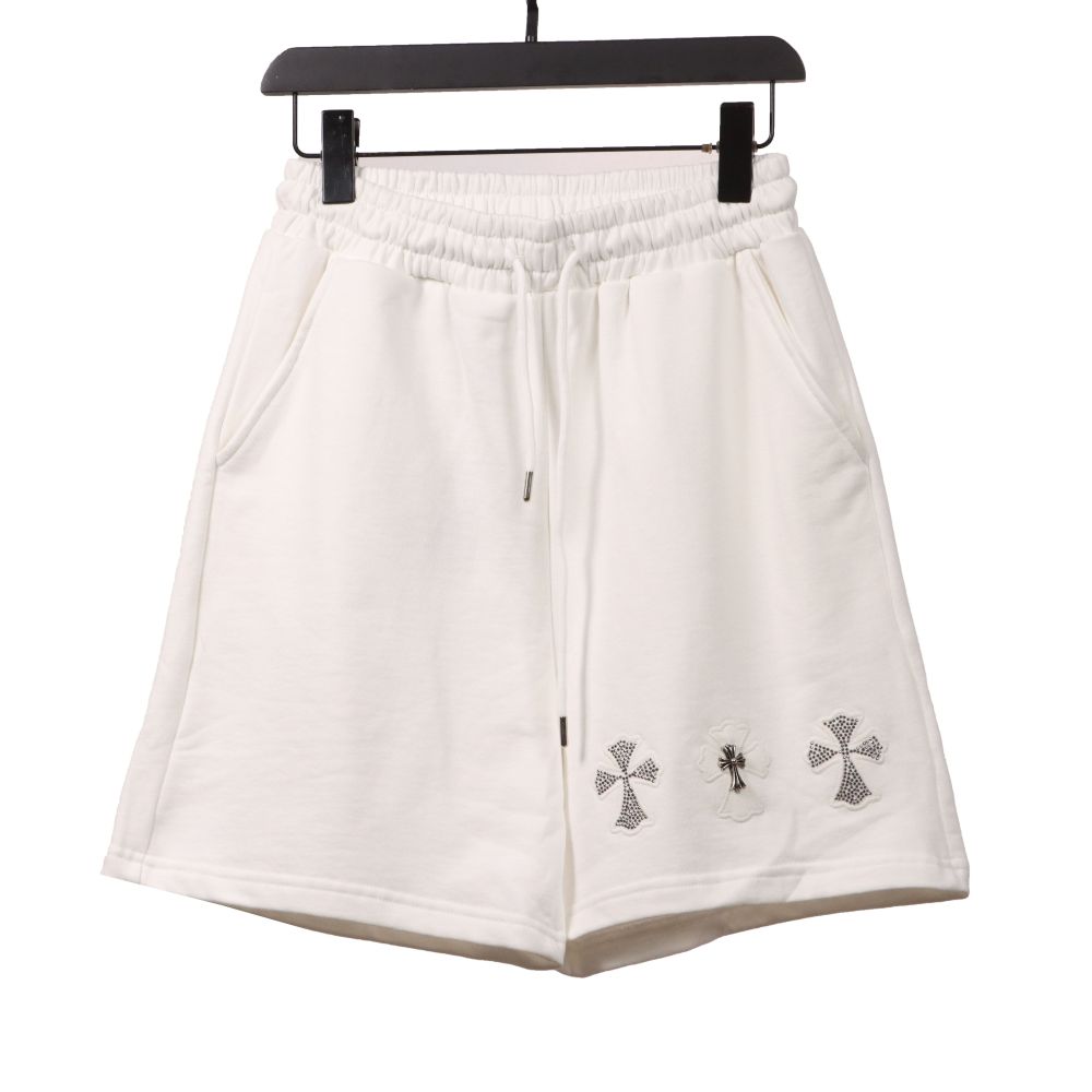 Chrome Hearts hot diamond cross Short Pants white