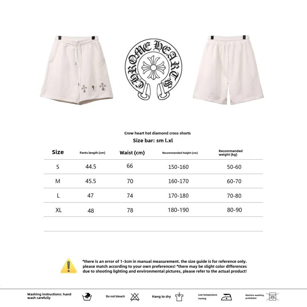  Chrome Hearts hot diamond cross Short Pants white